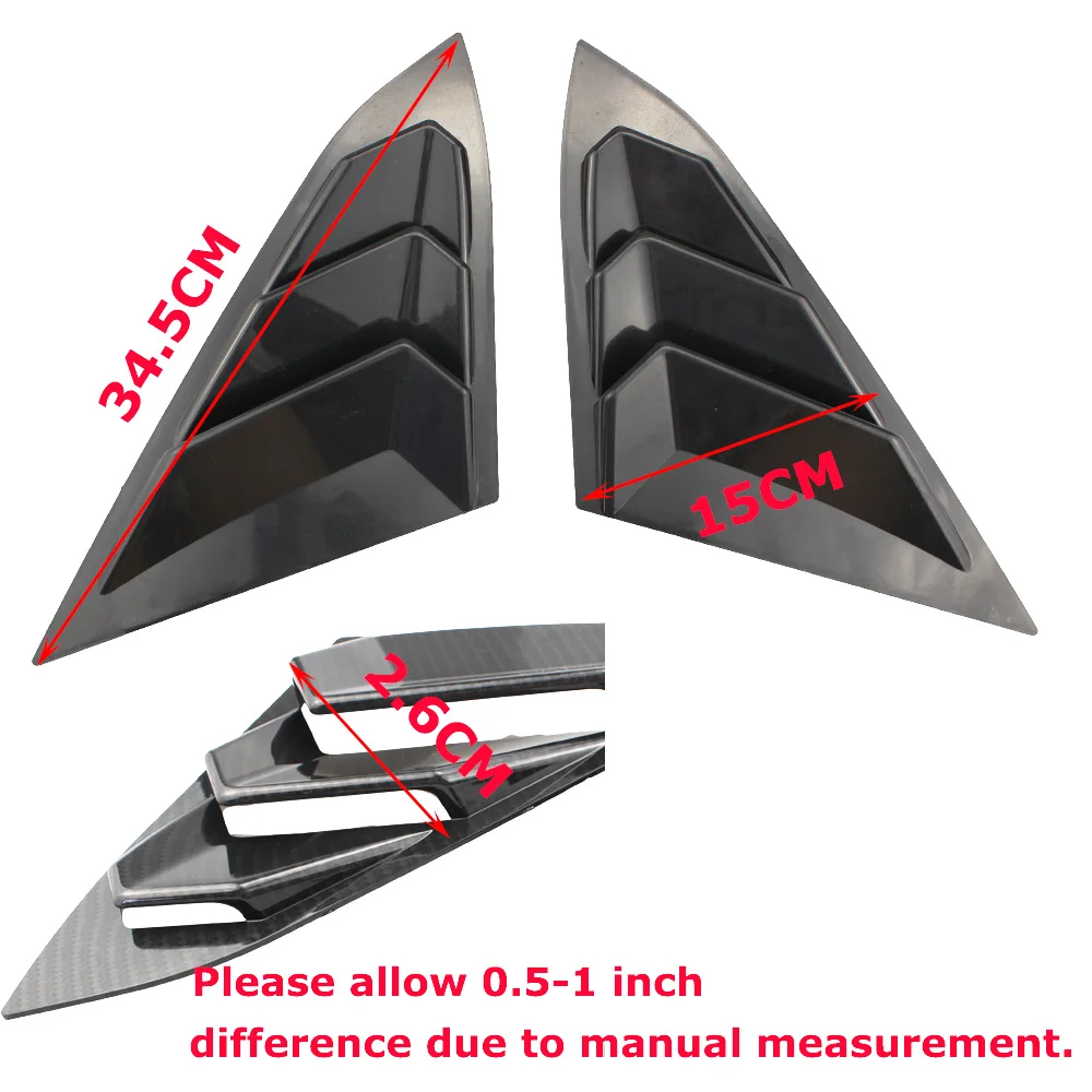 Side Vent Window Louvers Car Rear Quarter Spoiler Panel Fit For Honda Civic Seden Only 2016 2017 2018 2019 2020 ABS Sun Shade