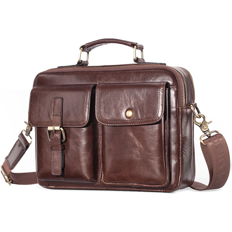 Cowhide Leather Messenger Bag Men Genuine Leather Handbag Male Travel Pad Shoulder Bag for Men Office Briefcase Totes