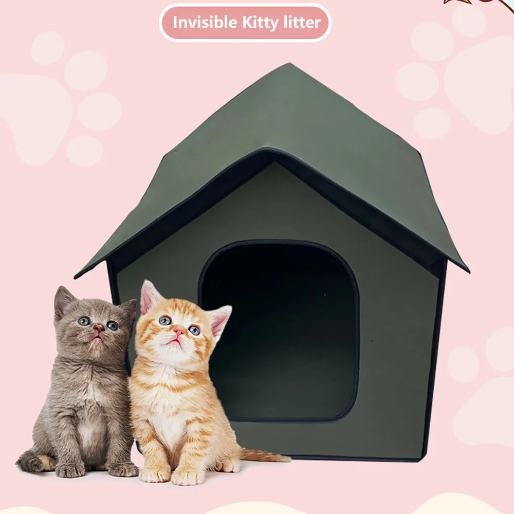 Foldable Cat Houses Winter Warm Cat Bed Sleep House Weatherproof Insulated Feral Houses For Outdoor Cats Easy To Put Together