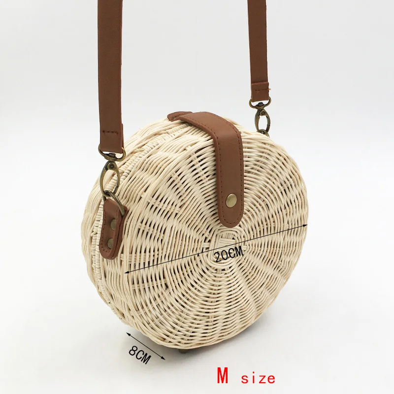 Handmade Round Straw Beach Bag Women Rattan Shoulder Crossbody Bags Bohemian Summer Rattan Weave Female Messenger Bag