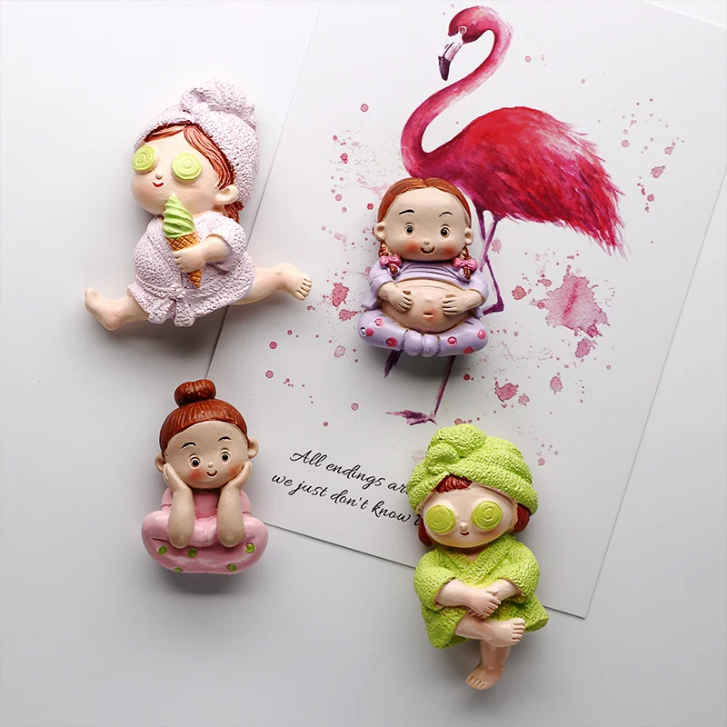 Yoga girl mask leisure comfortable home 3D cartoon character fridge magnet magnetic FRIDGE STICKER hand decorated personas model