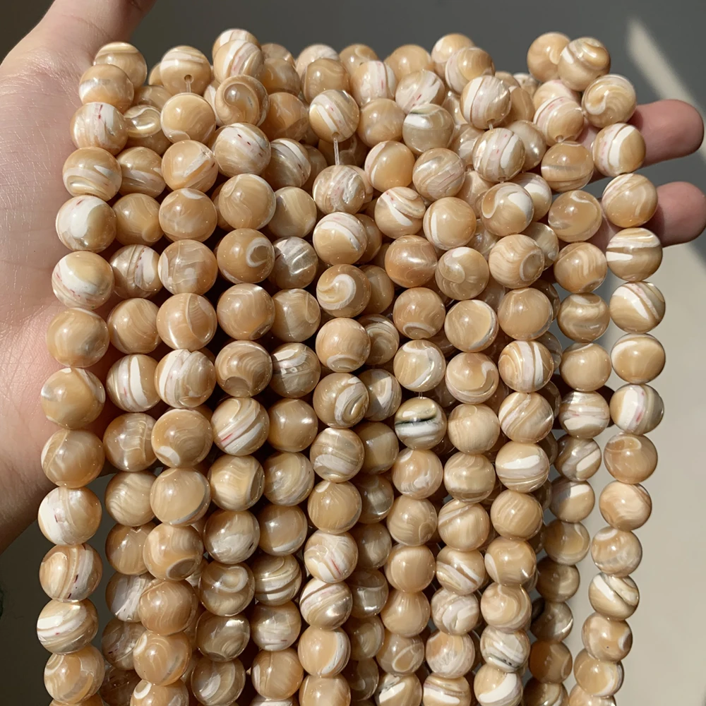 Natural Trochus Shell Stone Beads Round Loose Spacer Beads For Jewelry Making DIY Bracelet Necklace 15\'\' Pick Size 4/6/8/10mm