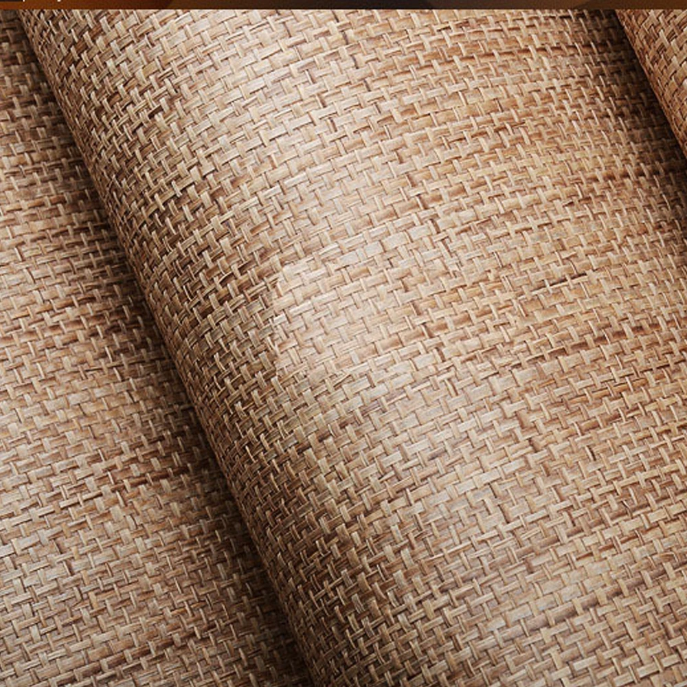 MY WIND Modern Textured Wallcovering Brown Paper Weave Wallpaper For Hotel Ceiling Decor