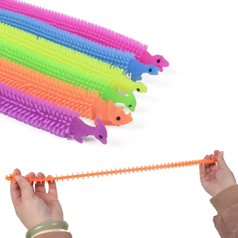 1/3/6 pçs funny worm macarronete estiramento corda anti stress alívio brinquedo dinossauro corda tpr autismo respiradouro brinquedo para o presente de natal do miúdo