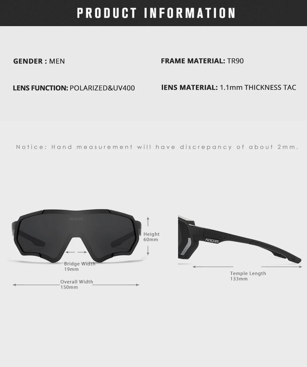 KDEAM Outdoor Sports Herren Sonnenbrille TR90 Polarisierte Sonnenbrille Flash Real Coating Sonnenbrille KD714 CE – Detail 3