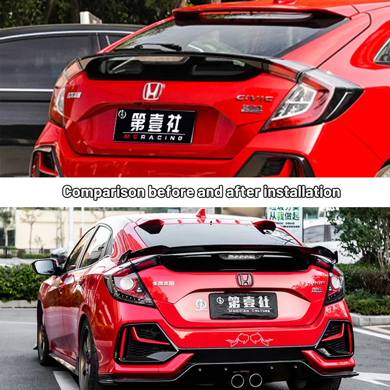 JDM Car Spoiler for Honda Civic 10th Hatchback Rear Spoiler MC Style Rear Trunk Spoiler ABS Gloss Black Wing Lip Trunk