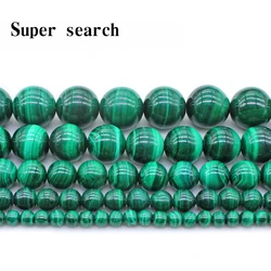 100%natural Jewelry authenticity Green streaked Malachite Loose Beads 4 -12mm DIY bracelet necklace Accessories