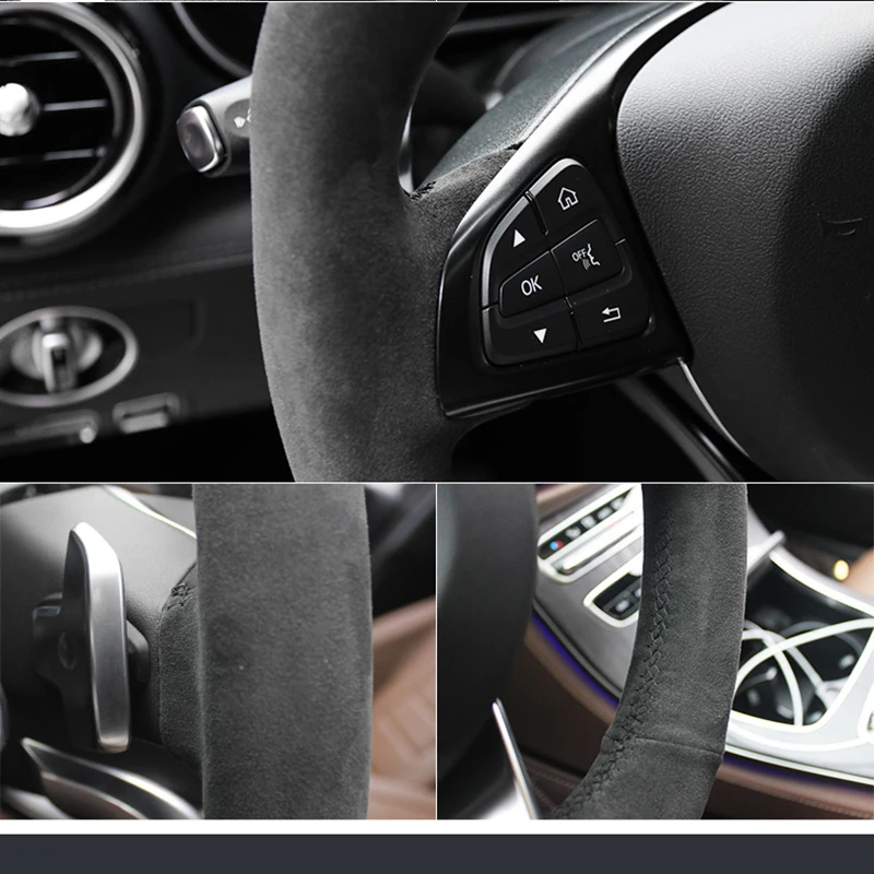 Custom in Alcantara Braiding Steering Wheel Cover for Mercedes Benz S320 Braid on the Steering Wheel Car-styling Internal Covers