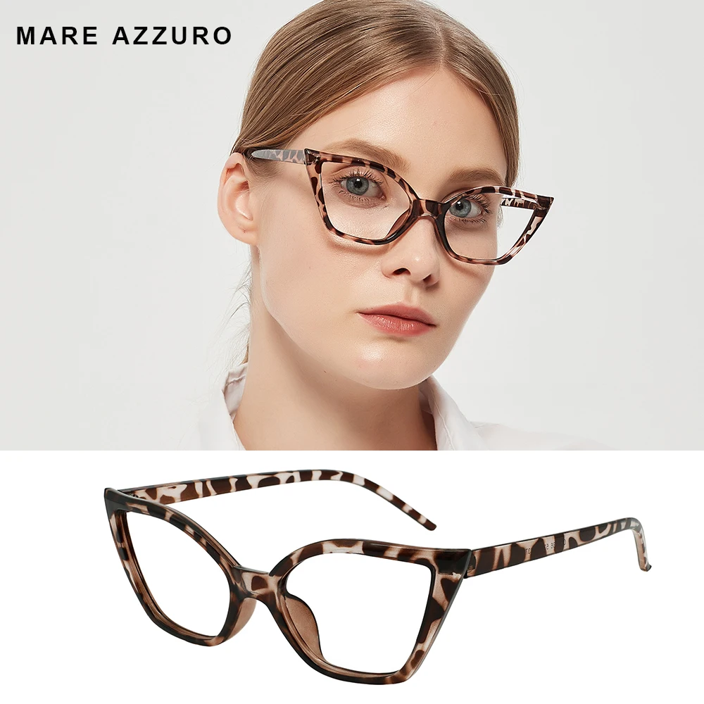 Reading Glasses For Women Oversized Prescription Magnifying Eyeglasses Frames Cat Eye Decorative Eyewear Trendy Retro MAREAZZURO