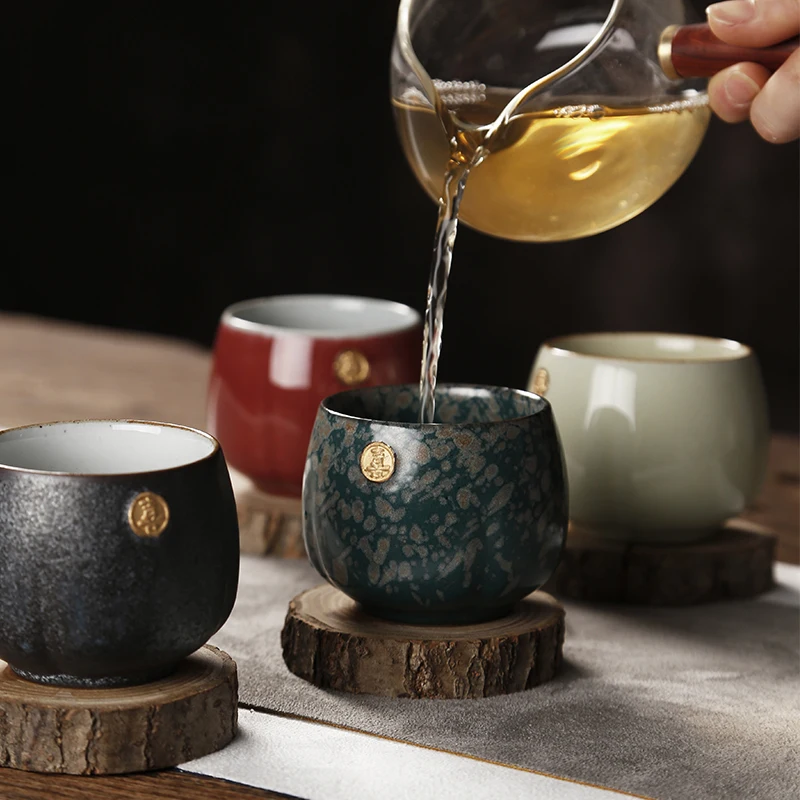 |Ceramic masters cup suit sample tea cup noggin household kung fu tea set five lines of individual single cup lamp cup