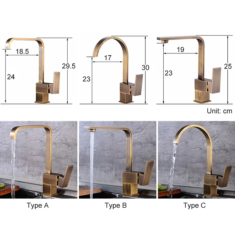 Kitchen Faucets Brass Kitchen Sink Water Faucet 360 Rotate Swivel Faucet Antique Bronze Mixer Single Holder Single Hole ELF2101