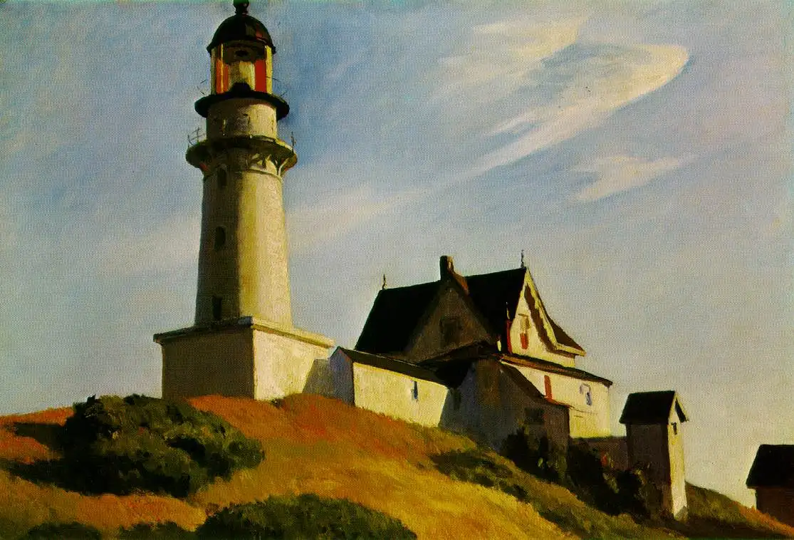 100% handmade Oil Painting reproduction on linen canvas,Lighthouse at Two Lights by Edward Hopper,High Quality,Free Shipping