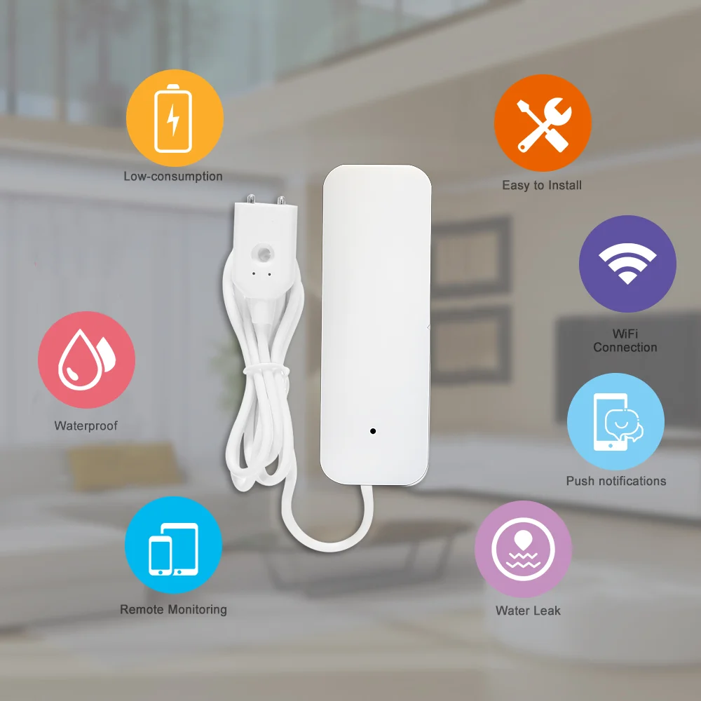 Wi fi sensor de vazamento água inundação vazamento nível alarme detector tanque proteção transbordamento tuya vida inteligente app casa controle remoto