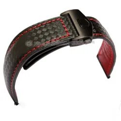 New Arrival Watch Band Bracelets 20mm 22mm Carbon Fibre Watch Strap Black deployment steel clasp cowhide leather bottom fashion