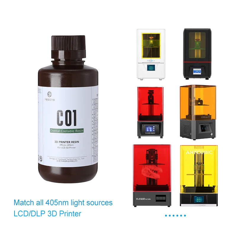 Resione C01 500g Dental Castable Resin for Elegoo Anycubic Resin 3d Printer LCD DLP SLA 3d Resin Liquid Photopolymer resin