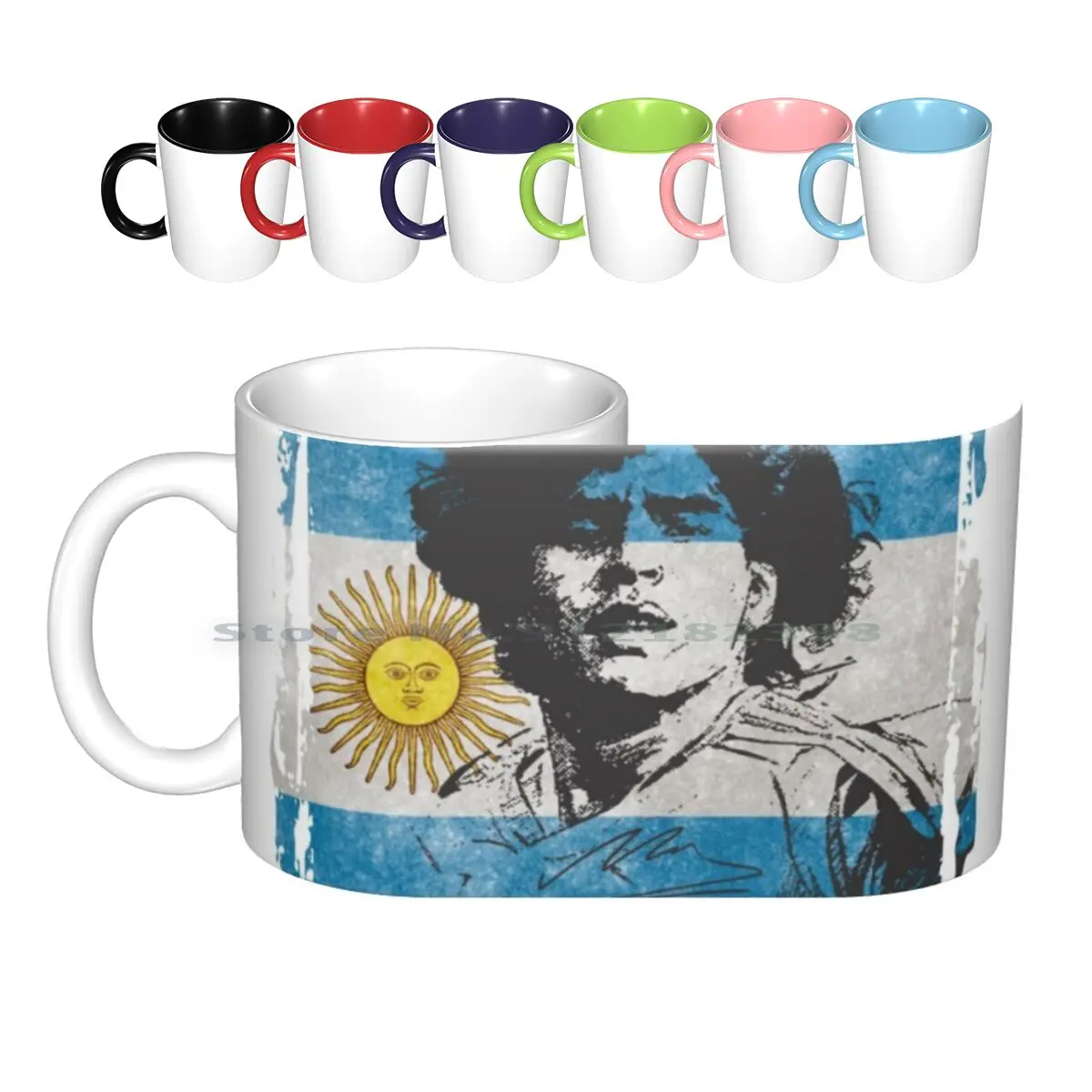 Maradona Flag Ceramic Mugs Coffee Cups Milk Tea Mug Batistuta Lionel Che Guevara Soccer Maradona Football Argentina Diego