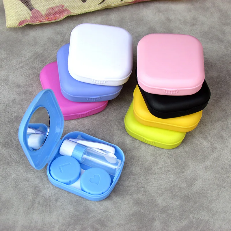 1Pcs Mini Pocket Portable Mini Contact Lens Container Case Easy Carry Make Up Beauty Pupil Storage Box With Mirror Travel Kit