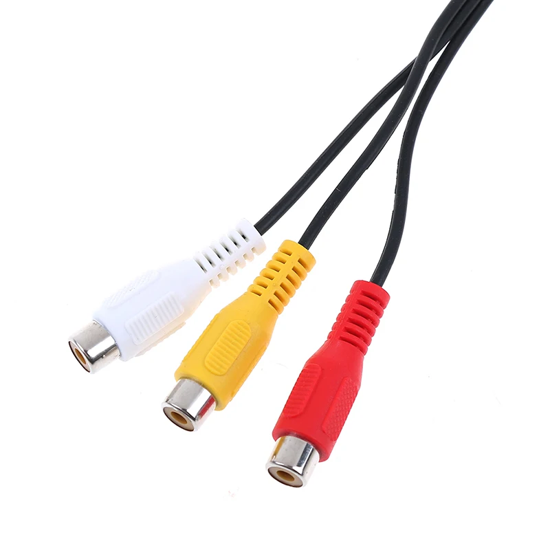 High Speed 90degree 3.5 mm Male Jack To 3 RCA Female Plug Adapter Audio Converter Video AV Cable Wire Cord