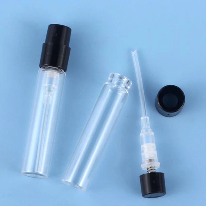 

Hot selling 1.8ml 2.5ml glass vials mini cosmetic glass perfume spray bottle glass tube sample bottle 1000pcs/lot