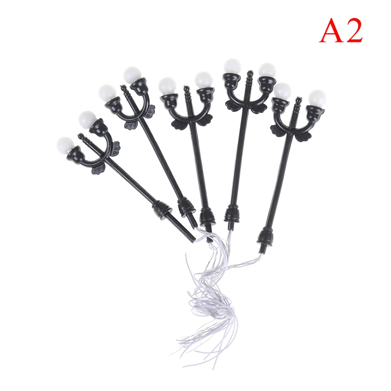5/10Pcs Model Garden Lamps Black Model Layout Single Head Garden Lights Lamppost Landscape Light Model Lights