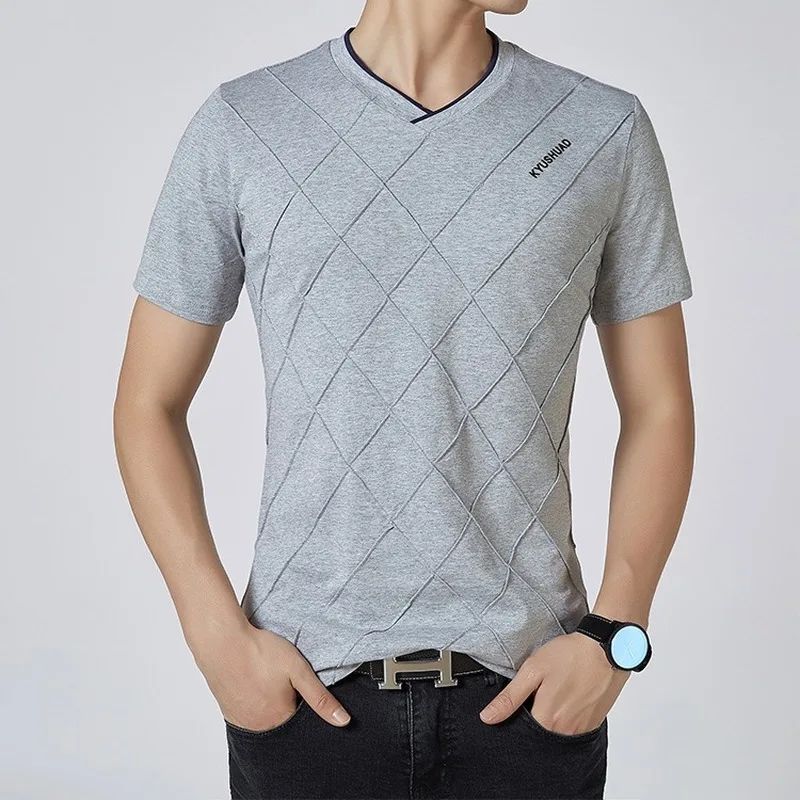 2023 Summer Solid Color Cotton Lapel Short-sleeved T-shirt Cultural Shirt Korean Custom Men's Short-sleeved T-shirt Casual image 2