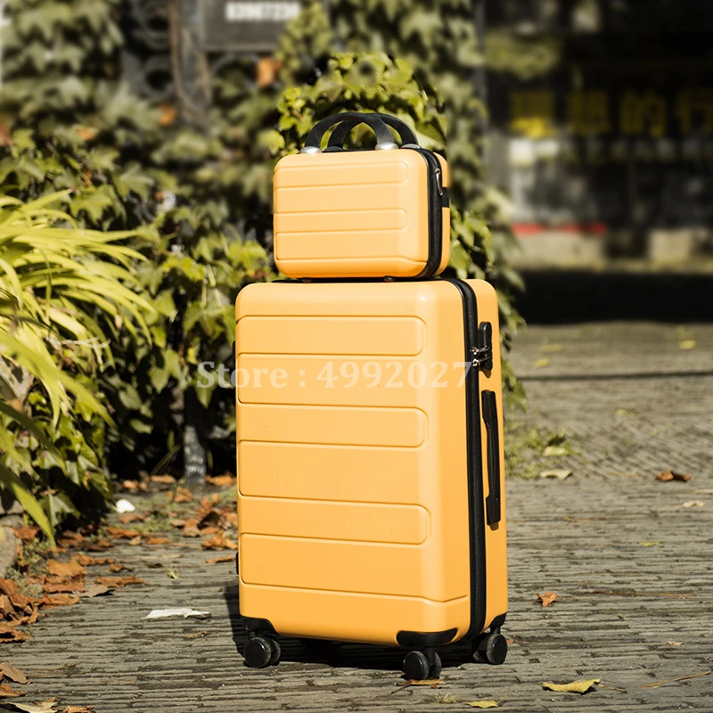 Mala De Viagem De Couro, Trolley Case, Senha De Grande Capacidade, Bagagem De Moda, 18 ", 24"