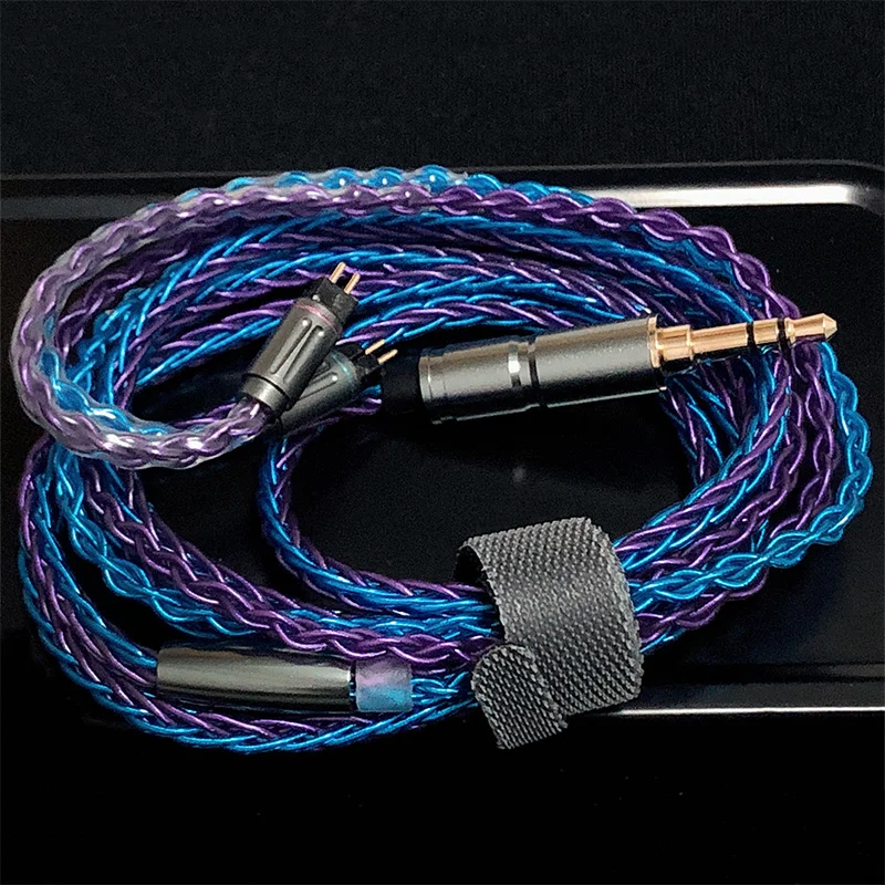 DIY 8 Core Plated Copper with Silver Earphone Cable MMCX/0.78 2Pin 3.5/2.5/4.4/TYPE-C/Iphone Balance Headphone Cable Customized