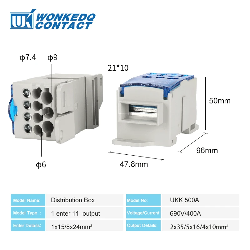 1 шт. UKK500A UKK-500A соединение 1 в 11 Универсальный провод электрический разъем din-рейка клеммный блок распределительная коробка питания