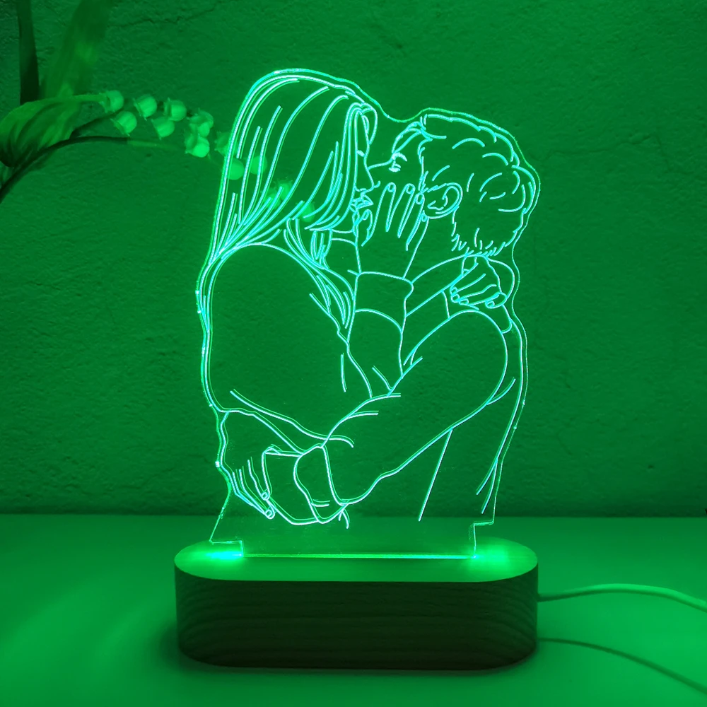 Foto personalizada 3D luz de noche dormitorio al lado lámpara Base de madera colorida lámpara de noche boda Navidad Año nuevo regalo Luz de