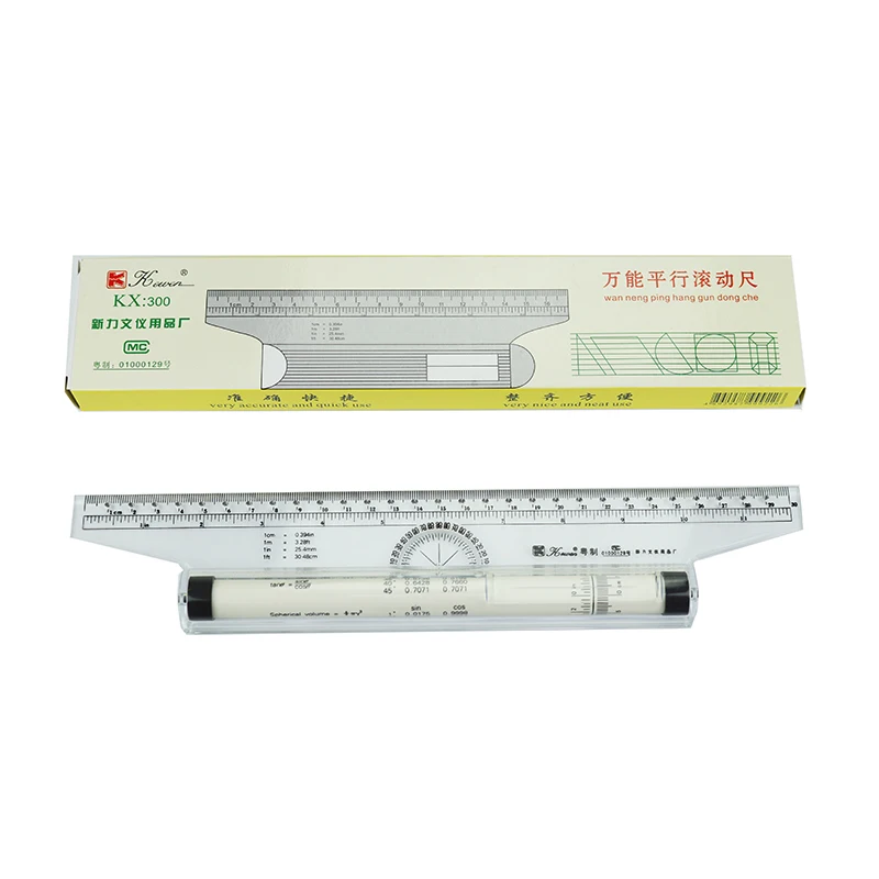 Kewen KX300 Plastic Multi-purpose Angle Parallel Ruler 30cm Universal Parallel Scroll Ruler Angle Ruler Foot Chiban Roller Ruler