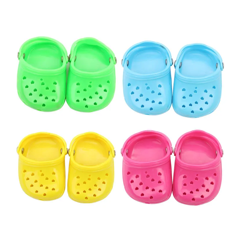 43 cm Doll's Sandals Doll Clothes Hole Beach Shoes 4 Colors Fit 18 Inch American Baby New Born Doll Accessories Gift for Girl