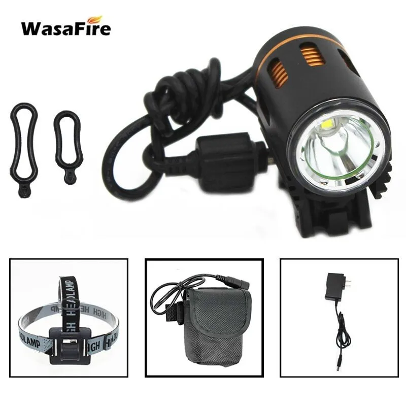 WasaFire XML L2 LED Bike Light Super Bright Bicycle Head Lamp MTB Front Light Cycling Headlight + 18650 Battery Pack + Charger