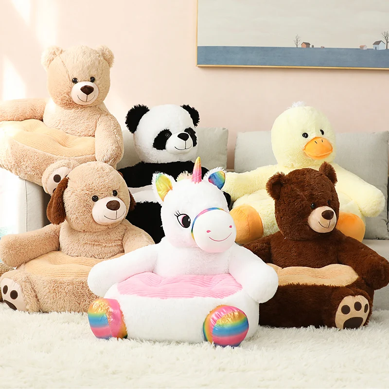 6 Colors Cartoon Bear Panda Unicorn Duck Skin Plush Toys Sofa Chair Seat Boys Girls Nest Sleeping Bed Pillow Cushion