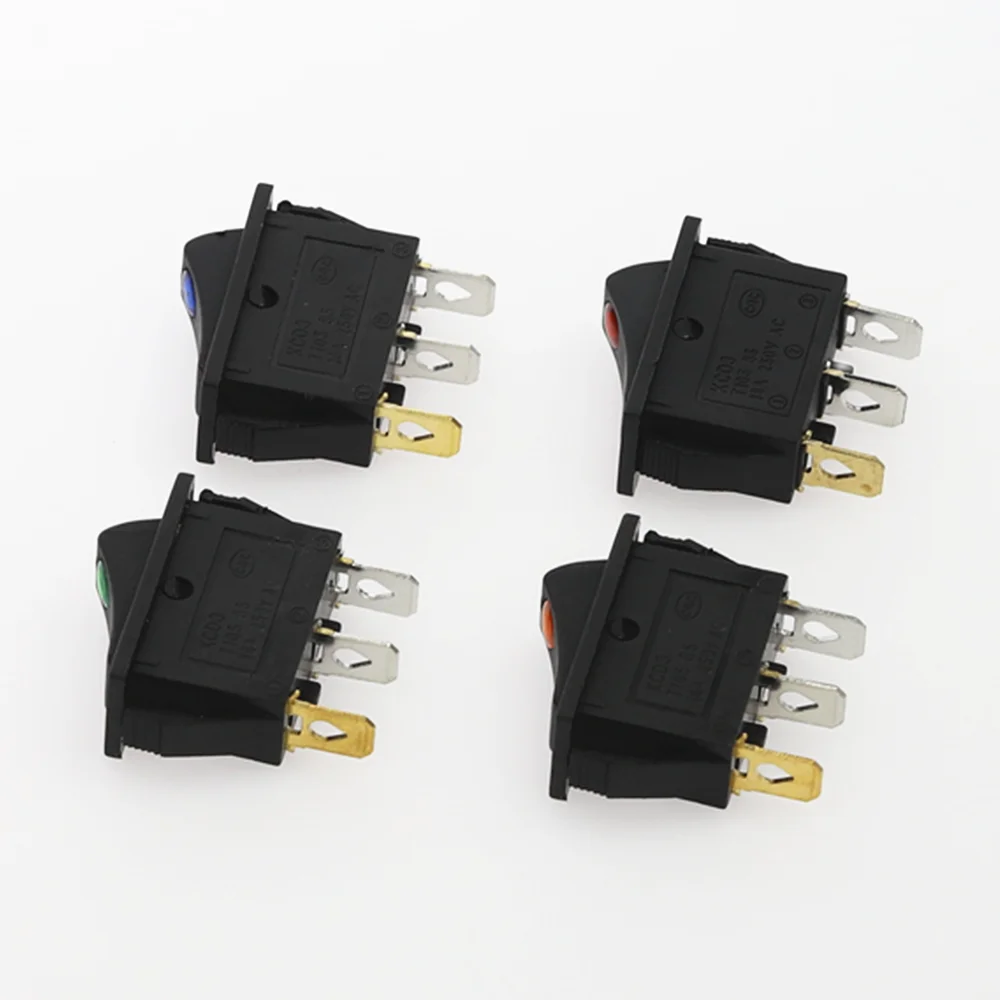 4Pcs KCD3 Rocker Switch ON-OFF 2 Position 3 Pin Elektrische ausrüstung Mit Dot Licht Power Switch 16A 250VAC/ 20A 125VAC