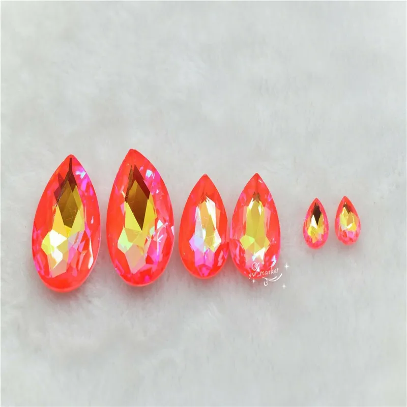 Jewelry Stones Orange Mocha Ab Decoration Rhinestones Crystal Glass Christmas Rivoli Navette Teardrop Glue on Clothes  Crafts