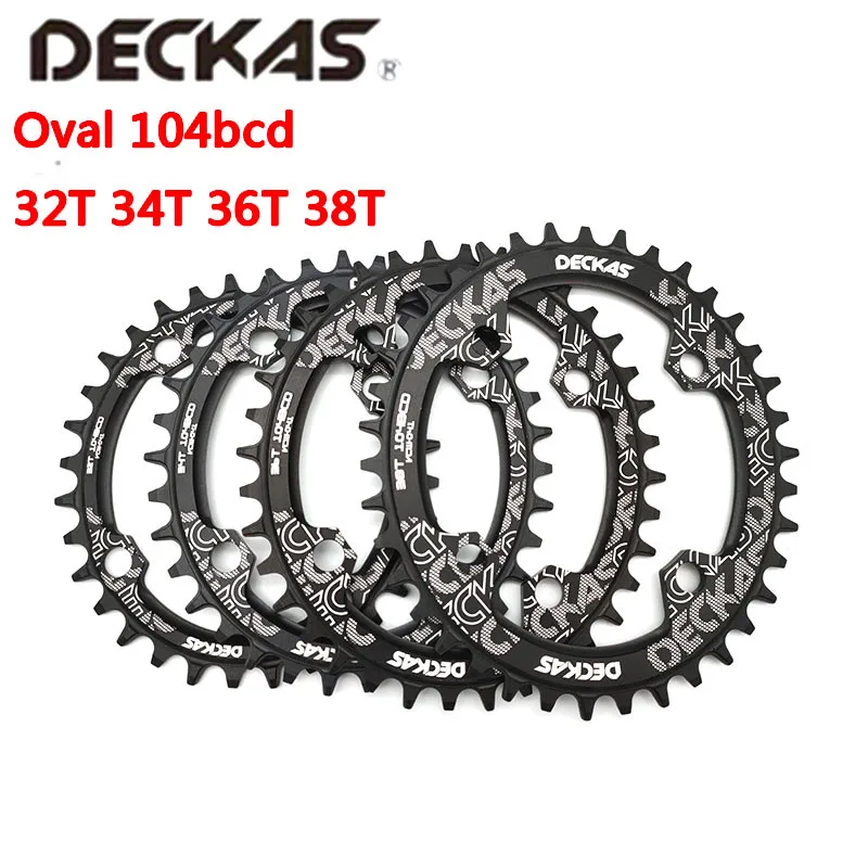 Deckas 104BCD Oval Narrow Wide Chainring MTB Mountain Bicycle 32T 34T 36T 38T Crown Crankset Single Tooth Plate Parts 104 BCD