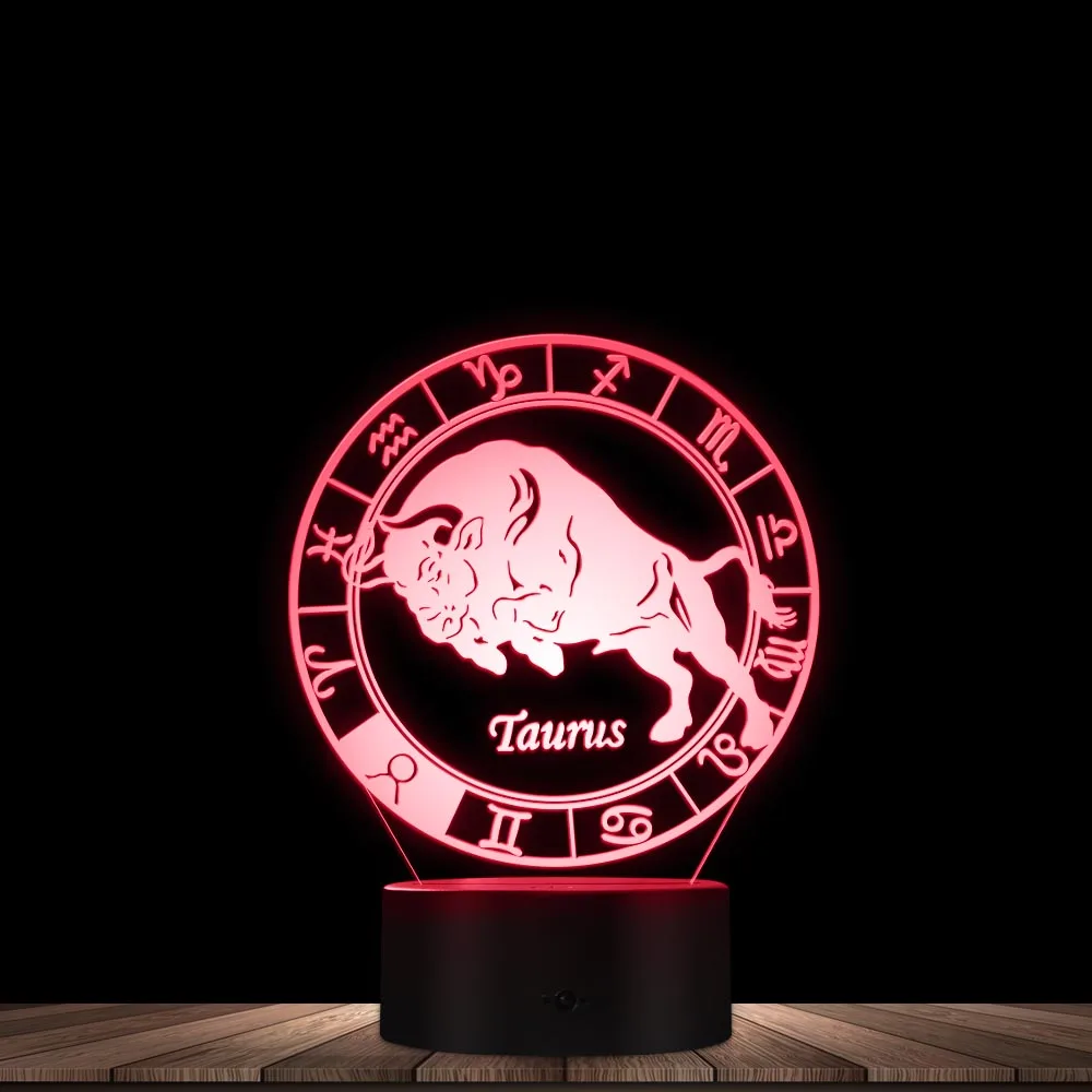 Taurus-Lámpara LED de noche con Control táctil, Horóscopo con 7 cambios de Color, diseño moderno, decoración del hogar, novedad