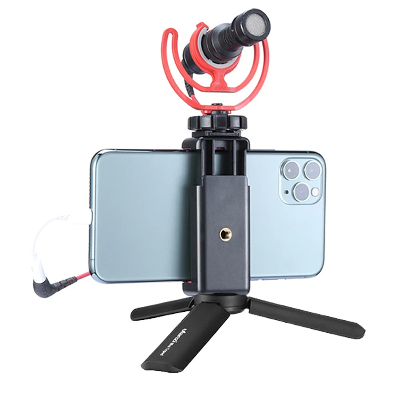 Ulanzi ST-07 Telefon Halter Clamp Clip Mit Kalten Schuh Montieren Verlängern Mic Video Licht 1/4'' Stativ Einbeinstativ Basis Halterung für smartphone