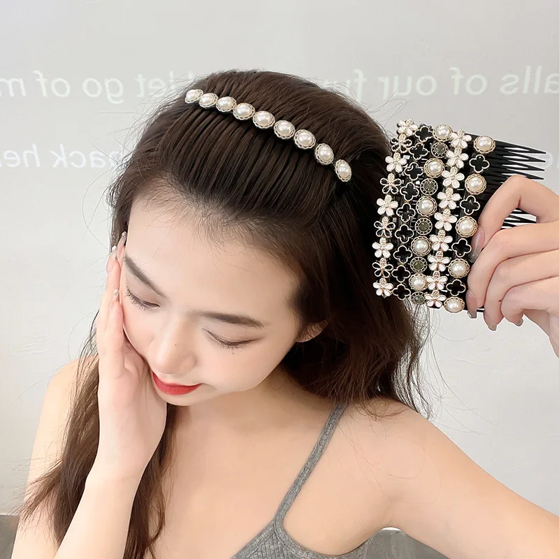 1PC Fashion Women Hairpins Rhinestone Pearl Hair Combs Clip Claw For Woman Barrettes Hair Maker Bun Hair Accessories Headwear