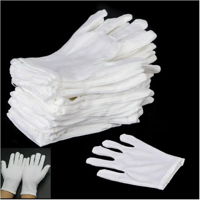 5/12 pairs/bag 1 pack White Cotton Gloves Work For Dry Hands Handling Film Gloves Ceremonial Inspection Gloves Ceremonial Gloves