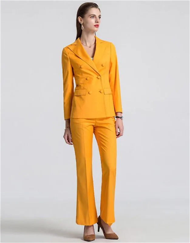 Women's Double Breasted Jacket and Pants Set, Work Pant Suits, OL Women Blazer Suit, Party Set nuevo en conjuntos a juego