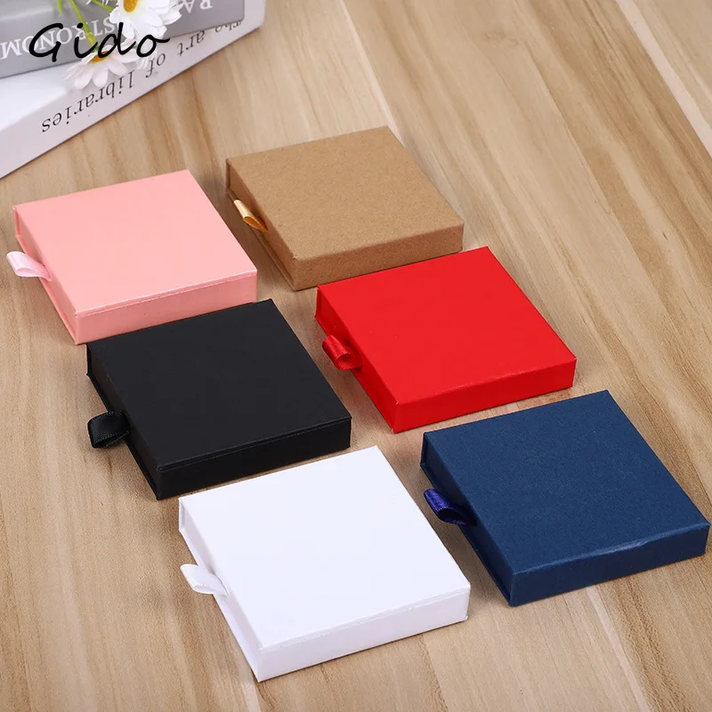 

New Arrive Thin Kraft Paper Drawer Jewelry Packaging Box Greeting Card Necklace Bracelet Gift Package Case Boxes Dropshipping