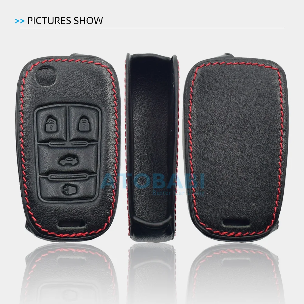 Leather Car Key Case For Chevrolet Camaro Cruze Malibu Impala Equinox Sonic Spark 2 3 4 5 Buttons Folding Remote Protector Cover