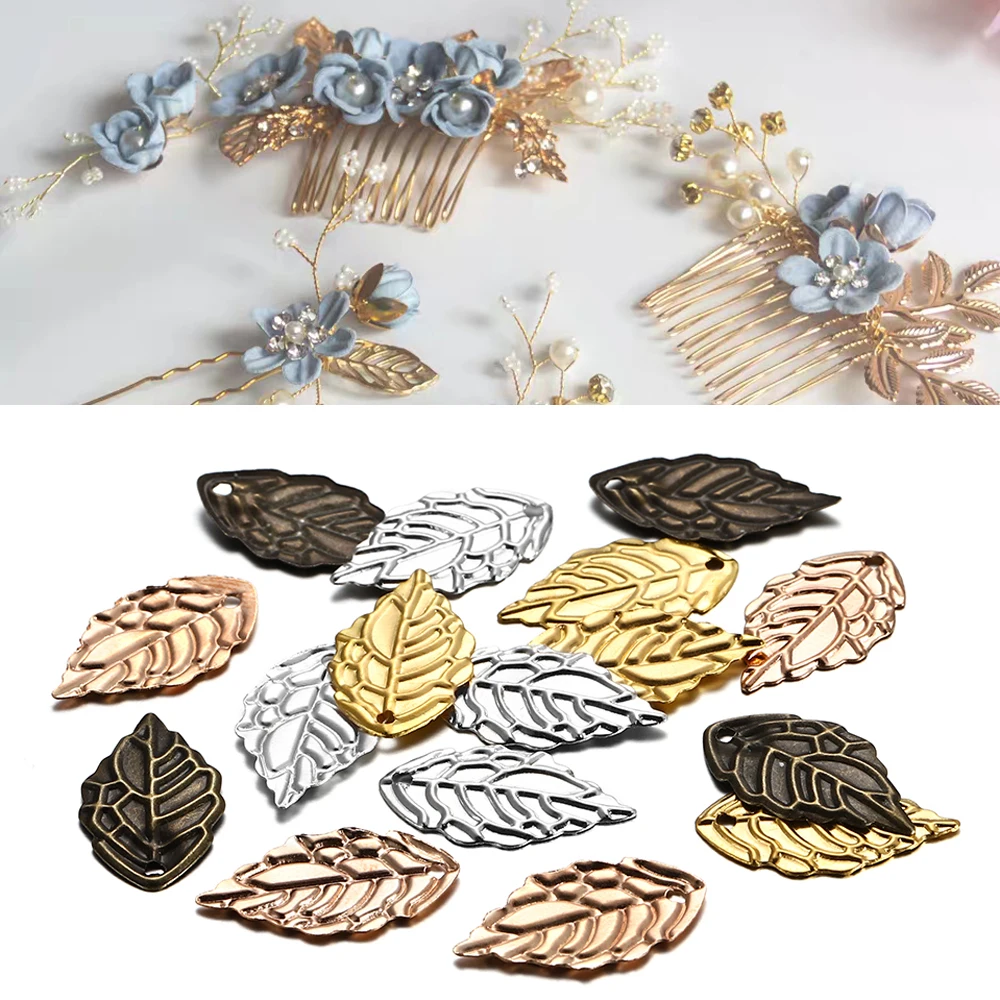 100Pcs/Lot 10*18mm Goldcolor Metal Charms Leaf Shape Earrings Pendants DIY For Jewelry Making Findings Supplies Accessories