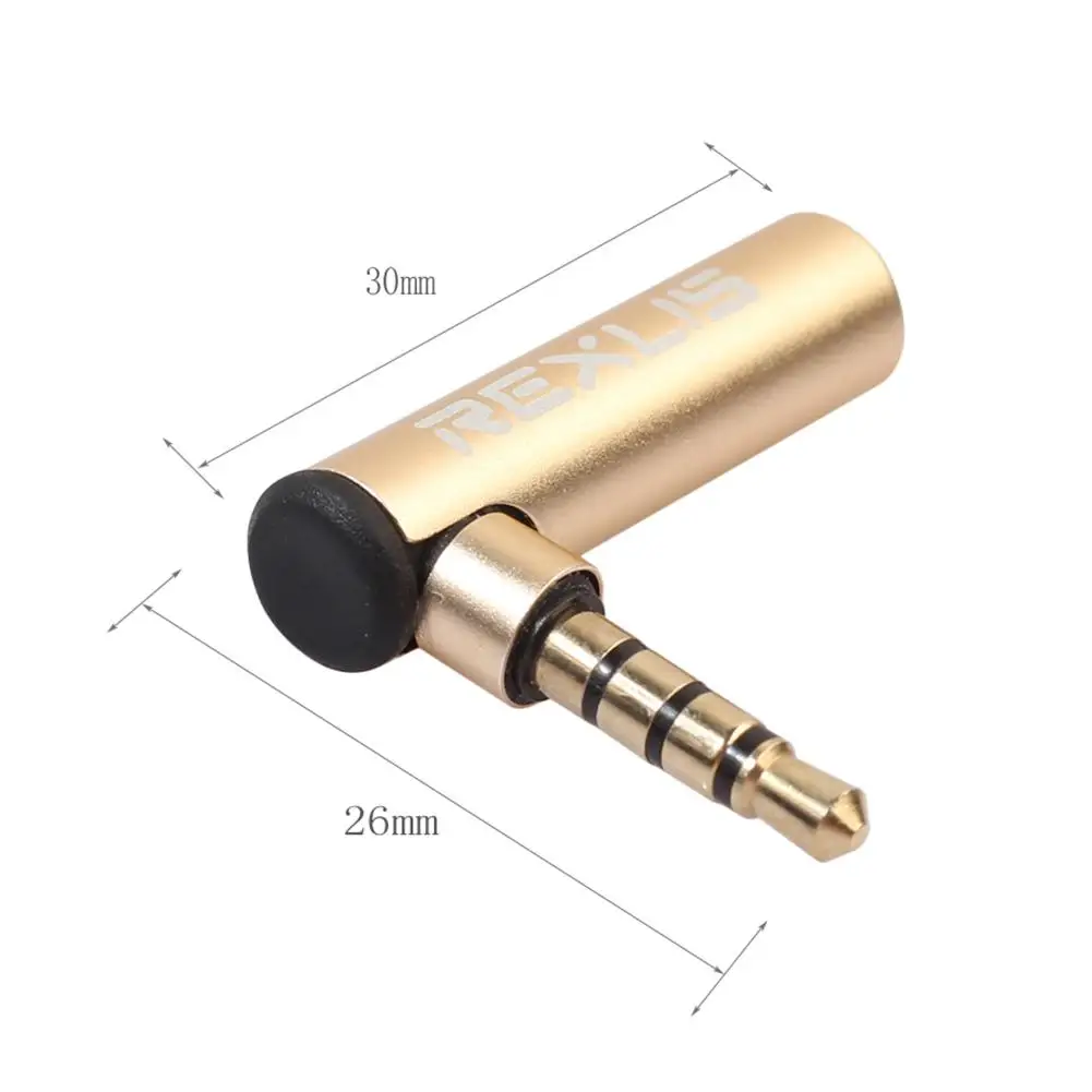 Adaptador de conector de micrófono de Audio estéreo para teléfono y ordenador, Conector de clavija macho a hembra, 90 grados, chapado en oro, 3,5mm