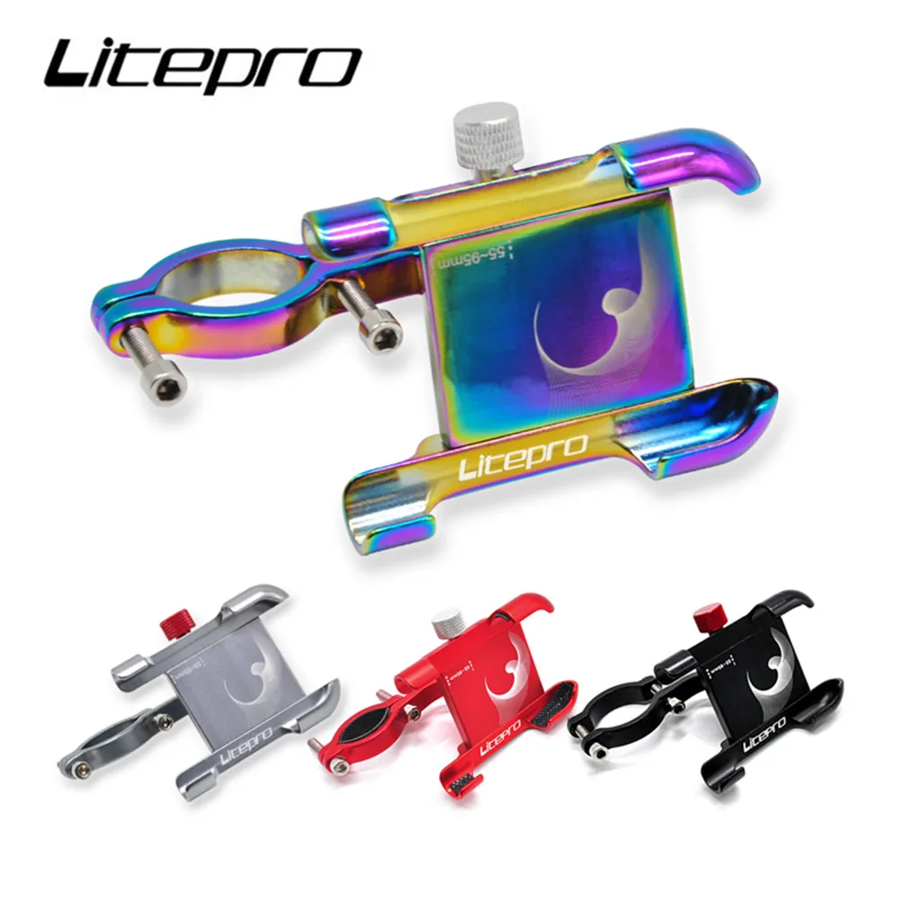 Litepro Aluminum Alloy Bicycle Mobile Phone Holder Non-Slip Bike 360 Degree Rotation Cell Phone Gps Holder Stand For Brompton