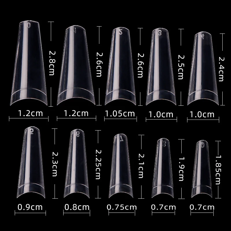 WAKEFULNESS 100Pcs Long Ballerina Nails French Fake Nails Tips ABS Half Cover Fasle Nails Manicure Acrylic Nail Art Tools