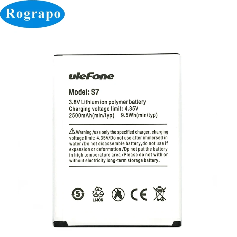 New 2500mAh MTK6580 Replacement Battery For Ulefone S7 / S7Pro Pro 5.0inch Smart Phone Batteries Accumulator