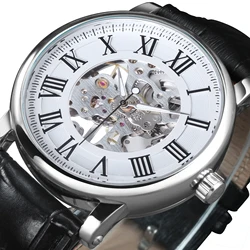 WINNER Business Skeleton Mechanical Watches Top Brand Luxury Mens Watch Casual Leather Belt Luminous Hands Minimalist Wristwatch