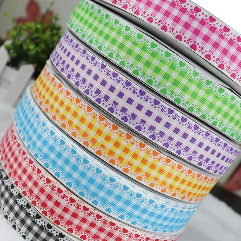 5 Yards Heart-Shaped Design On Both Sides Grosgrain Ribbons For Gift Wrapping DIY Hair Bows Christmas Wedding Decoration Ribbons